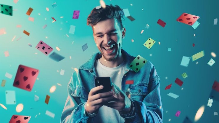 Ponsel menampilkan tampilan Gem Saviour dengan opsi streaming rendah-data dan kontrol taruhan